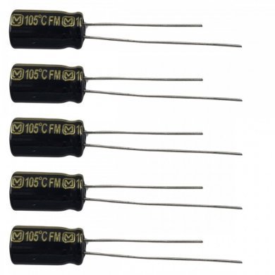 1PEEU-FM1E101 Kit 5x capacitor eletrolitico 100uf 25V radial 105º