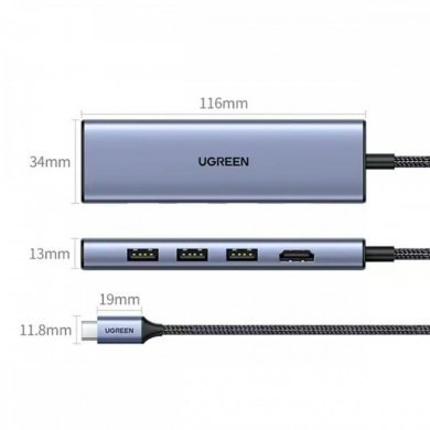 Ugreen Dock Station 6x1 USB-C para 3x USB 3.0 HDMI 4K