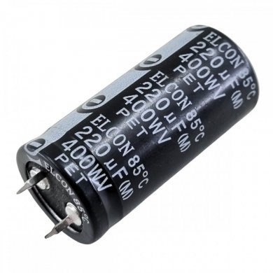 220UF-400WV-PET Capacitor Eletrolitico ELCON 220UF 400WV 85º