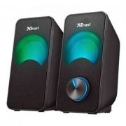 Trust Caixa de Som Arys RGB 2.0 12W Driver 60mm P2 Jack e alimentação USB Cabo 1 metro Grade de metal botão de