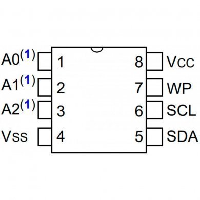 24LC16B-I/P Memória 24LC16B EEPROM 16Kb 400KHz DIP8 (Kit 5x un)