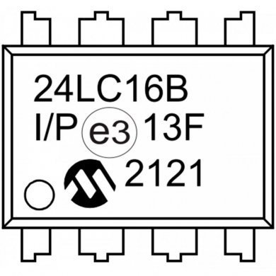 24LC16B-I/P Memória 24LC16B EEPROM 16Kb 400KHz DIP8 (Kit 5x un)