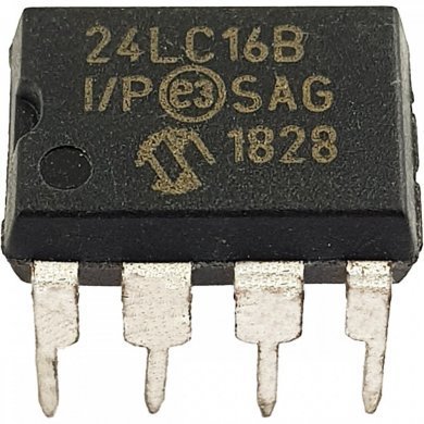 24LC16B-I/P Memória 24LC16B EEPROM 16Kb 400KHz DIP8 (Kit 5x un)