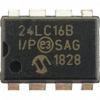 24LC16B-I/P Memória 24LC16B EEPROM 16Kb 400KHz DIP8 (Kit 5x un)