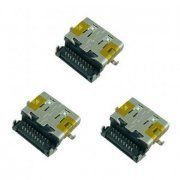 Kit com 3 conectores HDMI para placa de notebook TypeA Right Angle Reverse / PCB Mounting