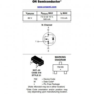 Transistor 702J Mosfet N-CH 60V 115ma (Kit 20und)