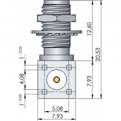 3047 Conector SMA fêmea angular para PCI (Kit 3x und)
