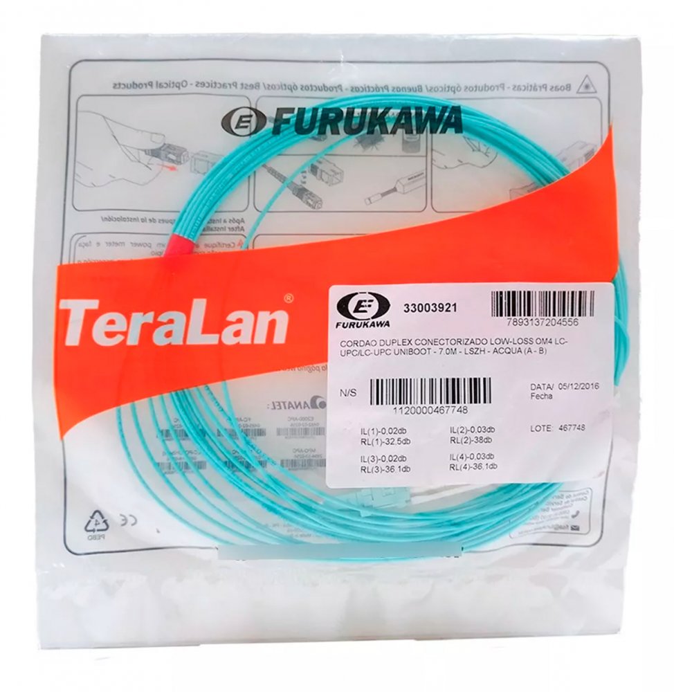 33003921 Furukawa Cordão Duplex Multimodo LC/LC-UPC OM4 2FO