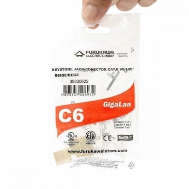 Furukawa conector femea CAT.6 Gigalan 90/180 bege