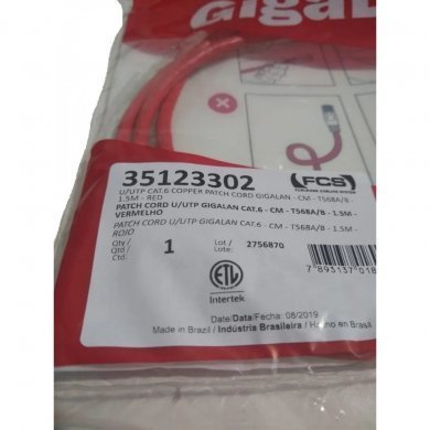 35123302 Furukawa Patch Cord CAT.6 1.5 metros Vermelho