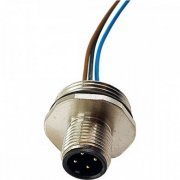 Conector cabeado M12 com 4 terminais painel 