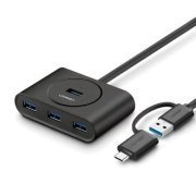 Ugreen hub USB 3.0/USB-C para 4x USB 3.0 OTG 5Gbps compatível com Windows/macOS/Linux/IOS/Android
