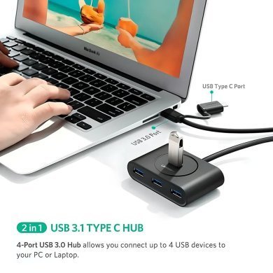 40850 Ugreen hub USB 3.0/USB-C para 4x USB 3.0 OTG 5Gbps