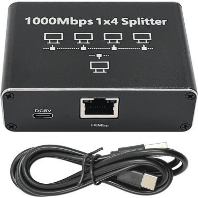 4371 Splitter RJ45 1x4 10/100/1000Mbps Gigabit alimentado