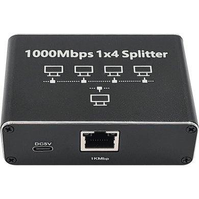 4371 Splitter RJ45 1x4 10/100/1000Mbps Gigabit alimentado