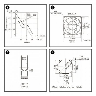 4715MS-22T-B50 Cooler NMB-MAT 120x120x38mm 220V 14/13W