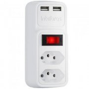 Intelbras adaptador EAC 202 2 tomadas 10A + 2 USB 5V 2.1A bivolt dupla proteção 