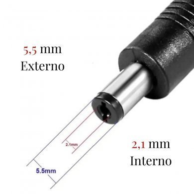 4.165.27 Cabo conector DC P4 5.5x2.5mm 9mm 1.4m preto