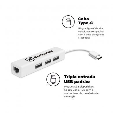 53FTN2HJ71 Gorila Shield Hub USB 3 Portas Tipo C