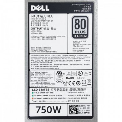 5NF18 DELL fonte redundante 750W p/ R720 R620