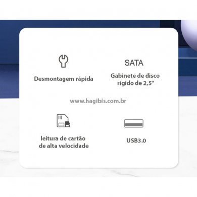 607468-MC30PRO Hagibis Case HD/SSD Externo com Hub USB Tipo C