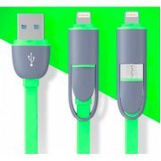 Cabo Micro USB 2 em 1 Samsung e Iphone 