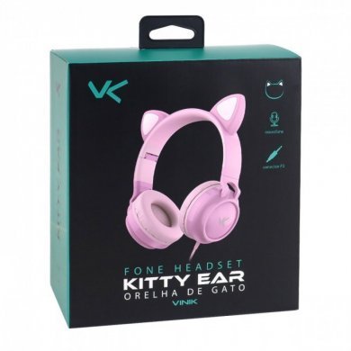 65468 Vinik Headset KITTY EAR com Orelhas de Gato Rosa