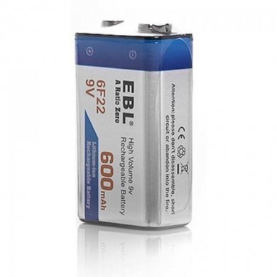 6F22 EBL Bateria Recarregável 9V 600mAh LN-8161
