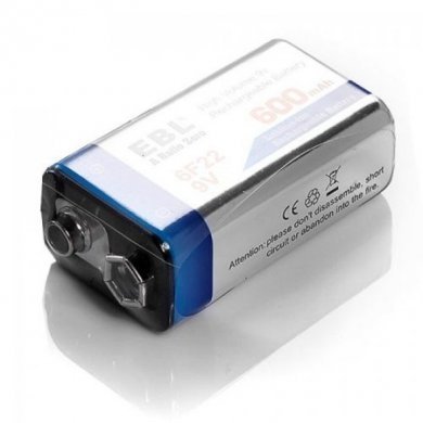 6F22 EBL Bateria Recarregável 9V 600mAh LN-8161