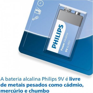 Philips bateria 9V 6LR61 Power Alkaline 1 unidade