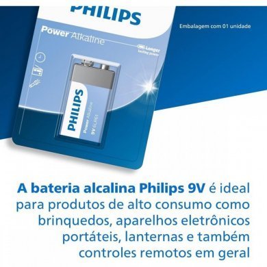 Philips bateria 9V 6LR61 Power Alkaline 1 unidade