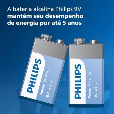 Philips bateria 9V 6LR61 Power Alkaline 1 unidade