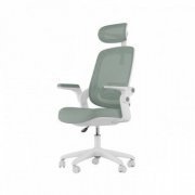 Cadeira Elements Astra Ergonômica Verde e Branca encosto em mesh e assento espuma revestida, suporta até 100kg