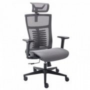 Cadeira Office Elements Vertta Pro Preta e Cinza com Braços 3D e curvas ergonômicas em Mesh, suporta até 150kg