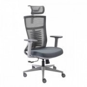 Cadeira Office Elements Vertta Cinza Reclinável com Braços 3D e curvas ergonômicas em Mesh, suporta até 150kg