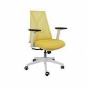 Cadeira Elements Olympia Branca e Amarela Braços 3D encosto em mesh e assento em poliester, suporta até 120kg