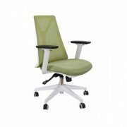 Cadeira Elements Olympia Branca e Verde Braços 3D encosto em mesh e assento em poliester, suporta até 120kg