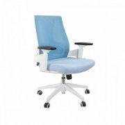Cadeira Elements Helene Branca e Azul Braços 3D encosto em mesh e assento em poliester, suporta até 120kg