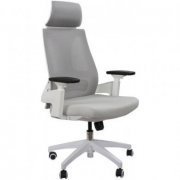 Cadeira Elements Helene Special Branca Cinza Claro encosto em mesh e assento espuma revestida suporta até 120k