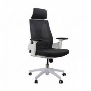 Cadeira Elements Helene Special Branca e Grafite encosto em mesh e assento espuma revestida suporta até 120kg