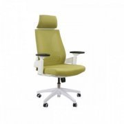 Cadeira Elements Helene Special Branca e Verde encosto em mesh e assento espuma revestida, suporta até 120kg