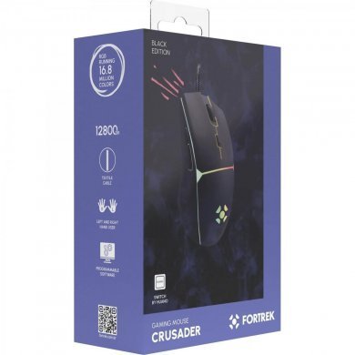 70526 Fortrek mouse gamer Crusader RGB 12800DPI com fio preto