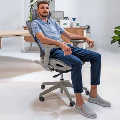 71468 Cadeira Ergonômica Elements Siggy Preta 100% Mesh