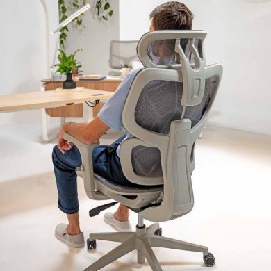 71469 Cadeira Ergonômica Elements Siggy Cinza 100% Mesh