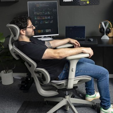 71469 Cadeira Ergonômica Elements Siggy Cinza 100% Mesh