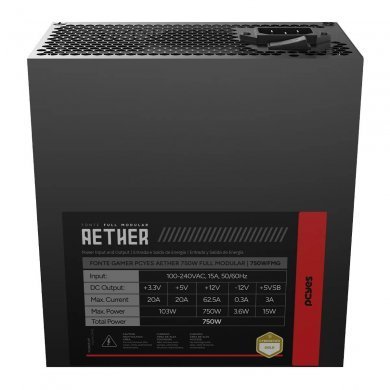 750WFMG Pcyes fonte gamer Aether 750W full modular PCIE 5.0 ATX 3.1