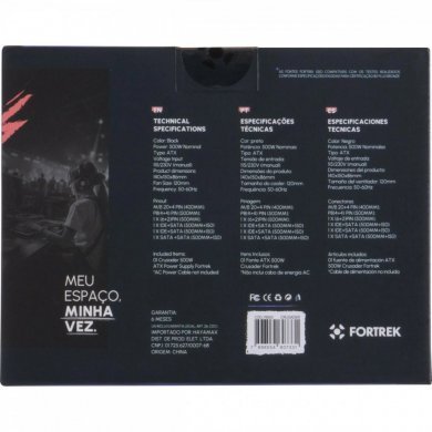76955 Fortrek Fonte Gamer ATX Crusader 500W preta