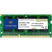 Timetec memória 8GB DDR3L 1600MHz SODIMM para notebook Non-ECC Unbuffered CL11 2Rx8
