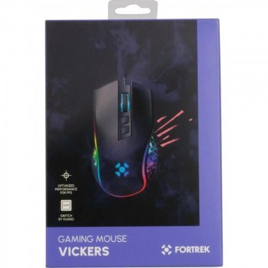 77246 Fortrek mouse gamer Vickers 6 botões 8000DPI com fio preto