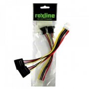 Cabo Roxline 1x Molex p/ 2x SATA 15 Pin Cabo Y para HD SATA